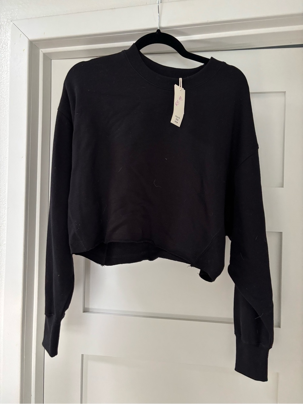 Reflex Black Cropped Crewneck Sweatshirt